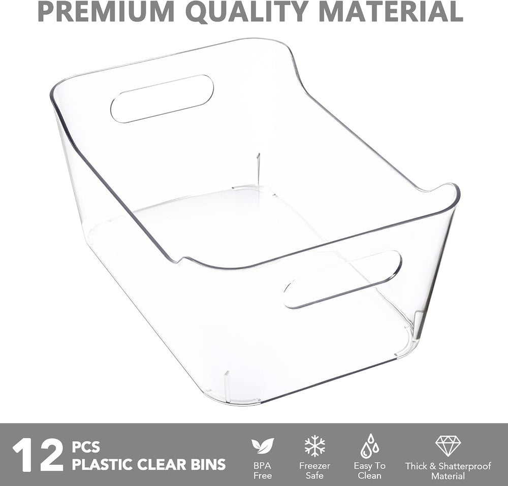 Tiawudi 12 Pack Plastic Storage Bins, Multi-Use Organizer Bins, Pantry Organi...