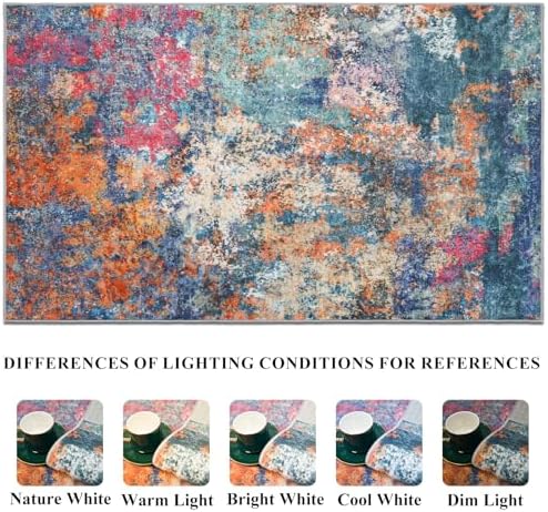 10x14 Abstract Area Rug: Large Soft Rugs for Living Room Multicolor Rainbow