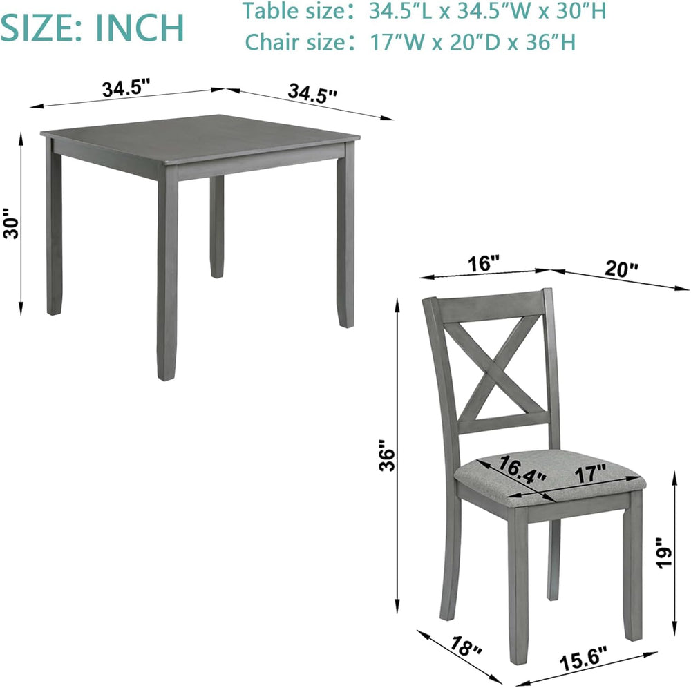 LUMISOL 5-Piece Wooden Dining Table Set with 4 Chairs, Kitchen Table Set for ...