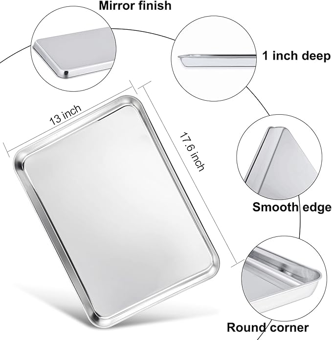 TeamFar Cookie Sheets with Cooling Racks, 17.6 x 13 x 1 Inch Stainless Steel - Image 2