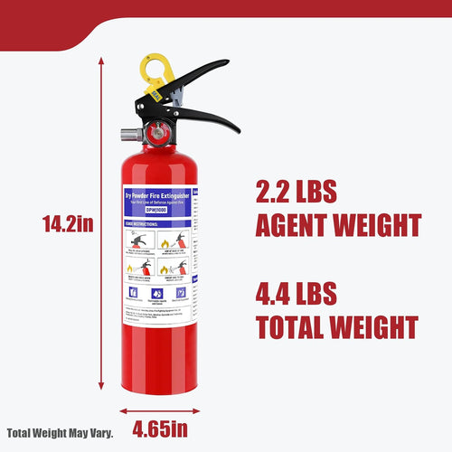 1 Pack ABC Dry Chemical Fire Extinguisher - 2.5 lb 1A:10B:C Fire Extinguisher with Bracket for Home, Business, Boat, Truck, Quick Release Handle, Ideal for Electrical & Grease Fire Extinguisher