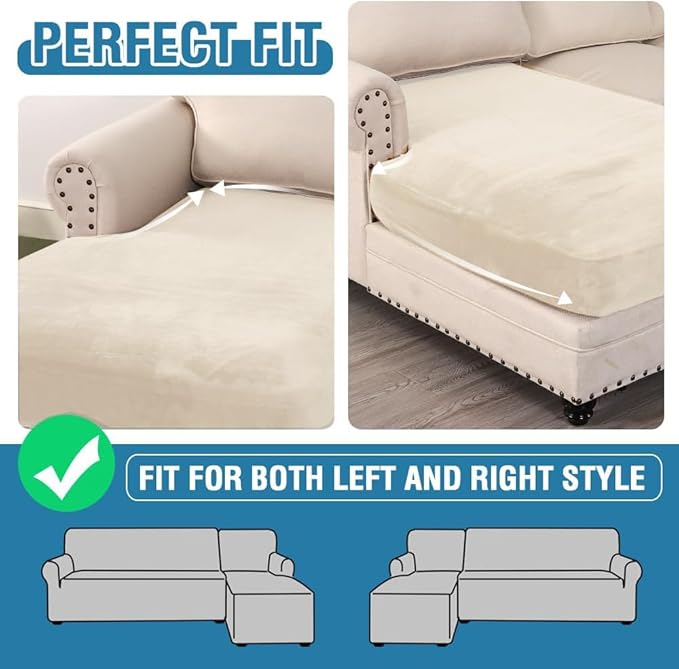 H.VERSAILTEX Velvet Stretch Individual Chaise Cover Sectional Couch Covers