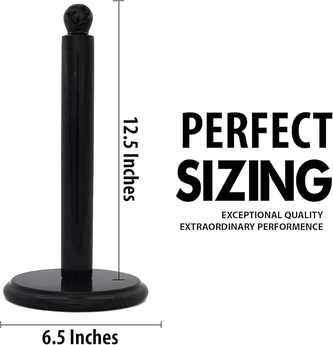 Black Marble Paper Towel Holder – Handmade Heavyweight Stand
