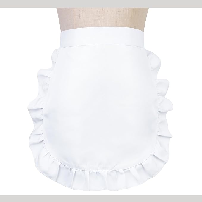 2Pcs Kids White Waist Apron Half Apron Puffy Tight Costume Kitchen Party Favors - Image 4