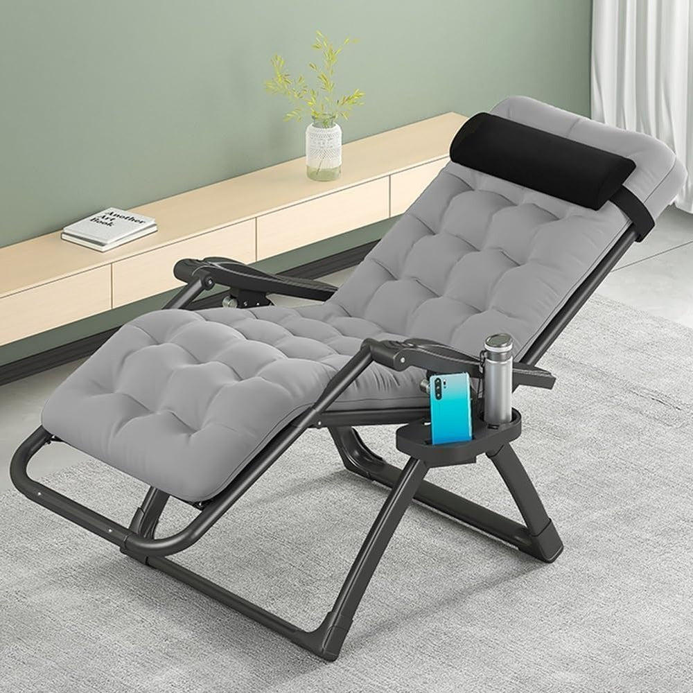 Gravity Lounge Chair Patio Adjustable Sun Lounger Garden Chairs Reclining Fol...