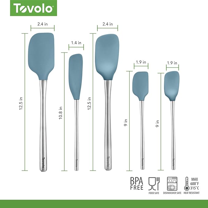 Tovolo Stainless Steel Handled Silicone Spatula Set of 5, Dishwasher Safe - Image 6