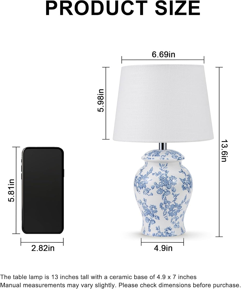 13.6" Cordless Ceramic Table Lamp Rechargeable Battery Operated