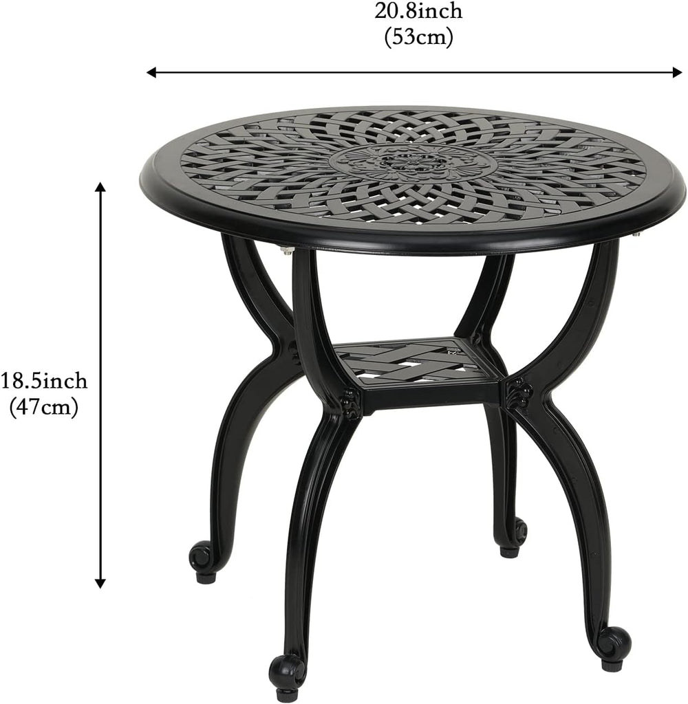 YKSY&YKSY Jardin DE Centennial Cast Aluminum Side/End Table, Anti-Rust Co...