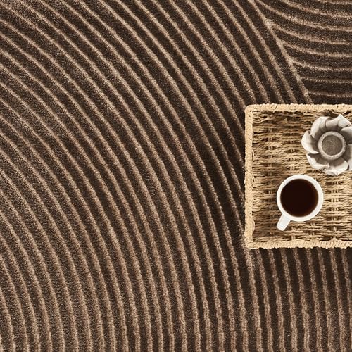 Abani Neutral Collection Brown Area Rug 5' x 8' for Living Room, Bedr...