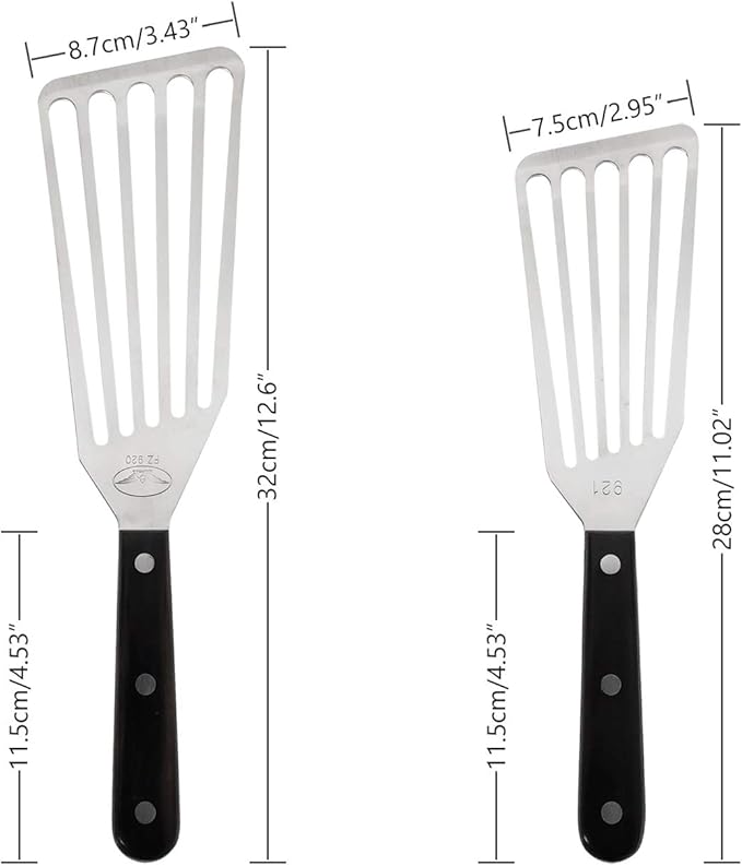 Fish Spatula, 2 Pack Stainless Steel Metal Spatula, Slotted Spatulas - Image 3