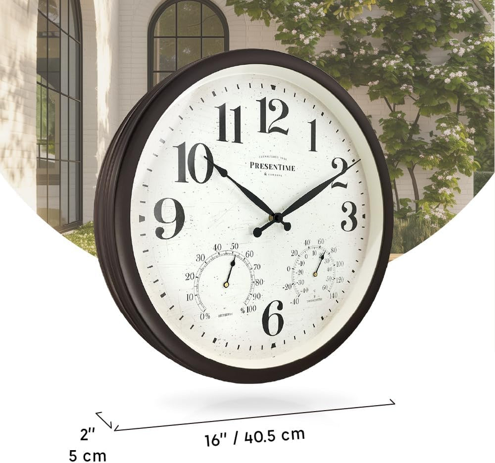 Presentime 16" Farmhouse in/Outdoor Clock