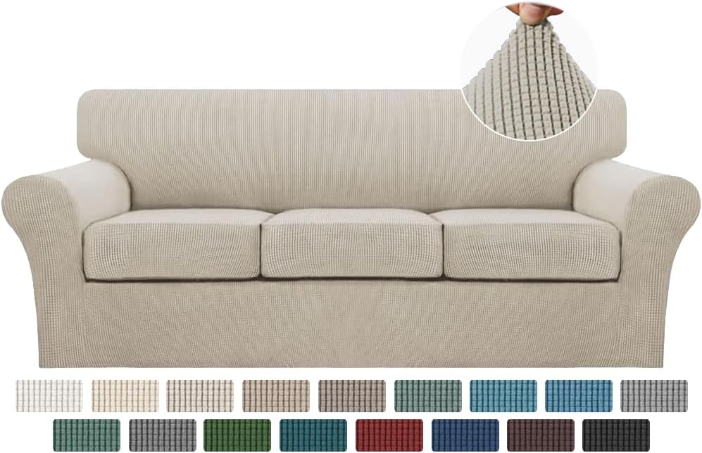 Turquoize 4 Piece Sofa Covers for 3 Cushion Couch Sofa Slipcover Soft Couch C...