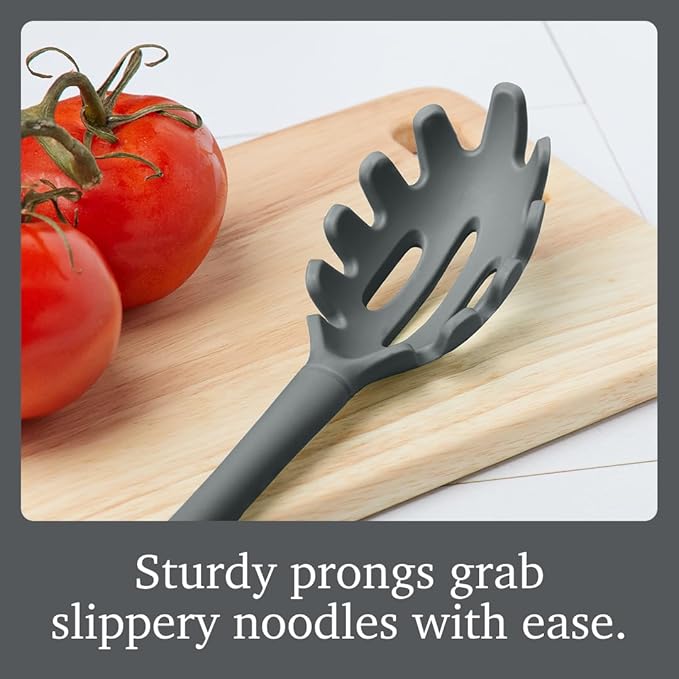 Tovolo Pasta Claw Spaghetti Spoon Scoop Charcoal Gray Silicone Pasta Spoon - Image 3