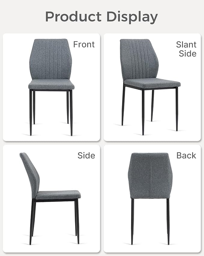 Dining Chairs Set of 4, Upholstered Wooden Dining Room Chairs, Mid Century Mo...
