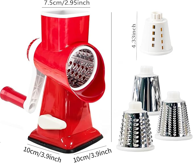 Rotary Cheese Grater with Handle, Stainless Steel Rotary Grater Slicer - Image 6