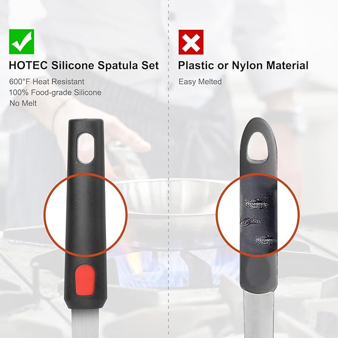 Hotec Silicone Spatula Turner for Nonstick Cookware, Cooking Spatulas 600°F - Image 5