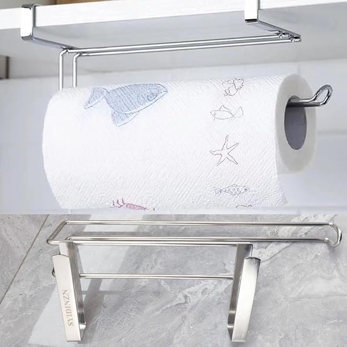 Paper Towel Hanger Holder Stainless Steel Kitchen Roll Paper Towel Holder - Image 3