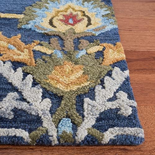 SAFAVIEH Blossom Wool Area Rug 8'x10', Traditional Navy & Multi B...