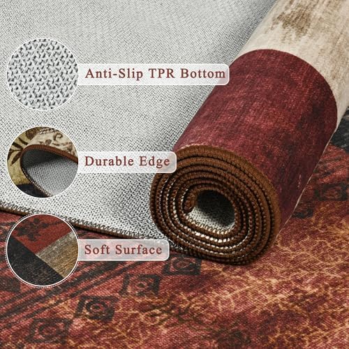 Tepook 4x6 Area Rugs for Living Room, Washable Large Geometric Bedroom Rug