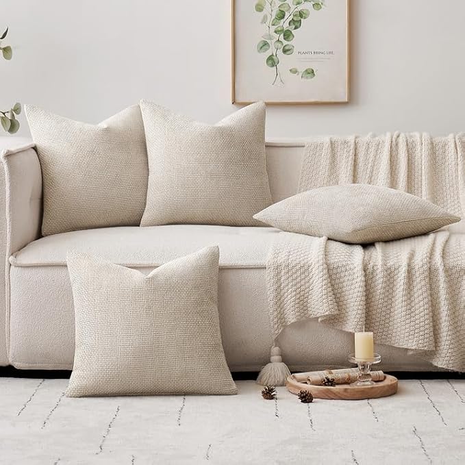 MIULEE Pack of 4 Couch Throw Pillow Covers 20x20 Inch Cream Soft Decorative - Image 5