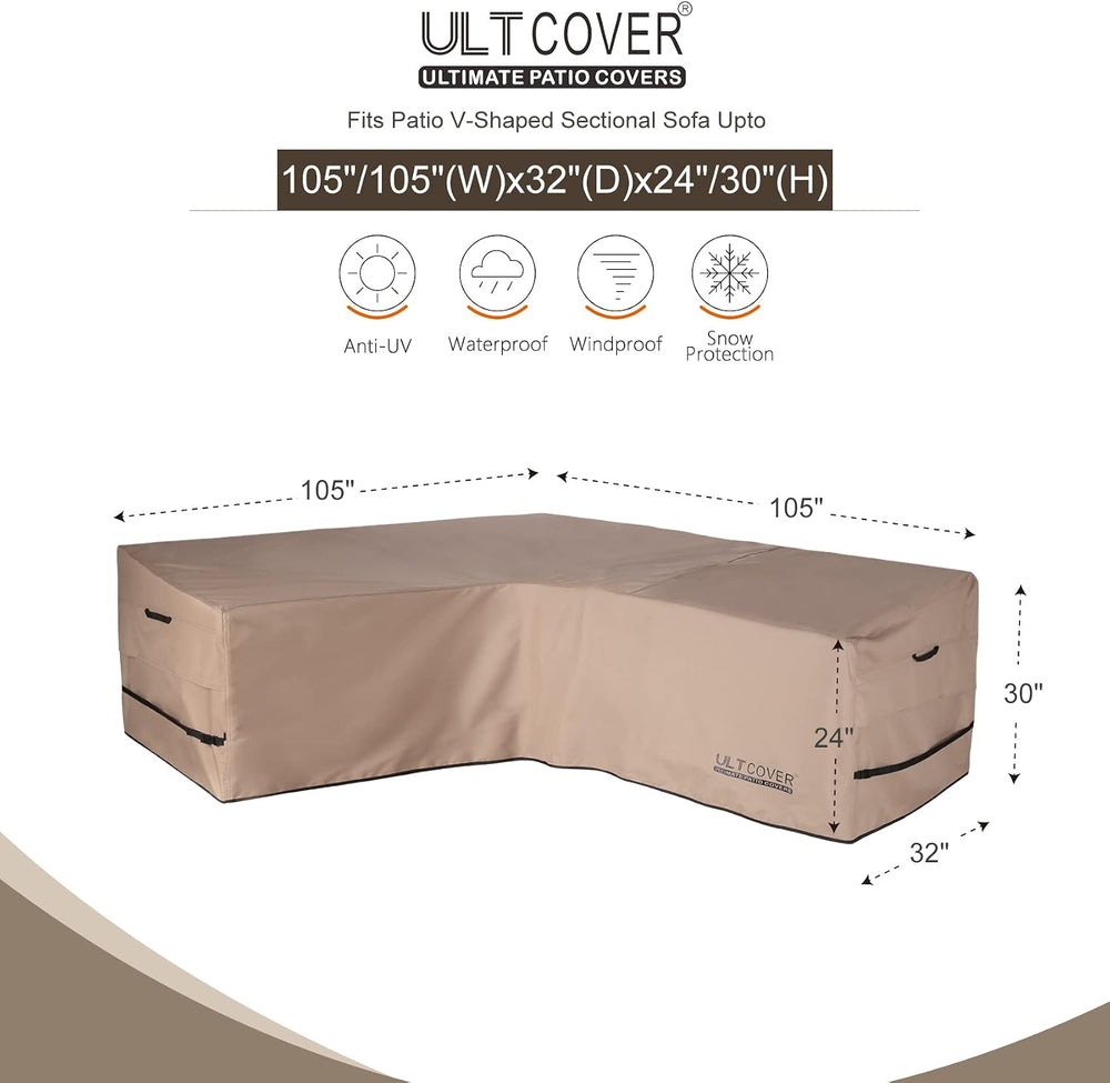ULTCOVER Waterproof 7-Seater Patio V-Shaped Sofa Cover