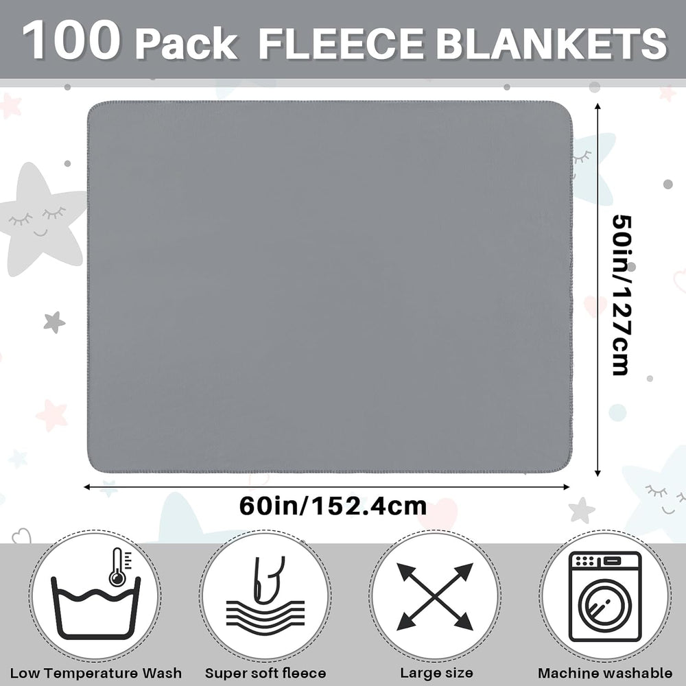 Newwiee 100 Pcs Bulk Fleece Throw Blankets 50x60 Inch, Gray