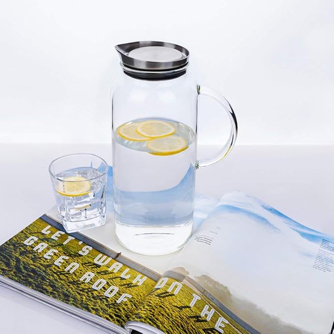 68 Ounces Glass Pitcher with Lid, Hot/Cold Water jug - Image 9
