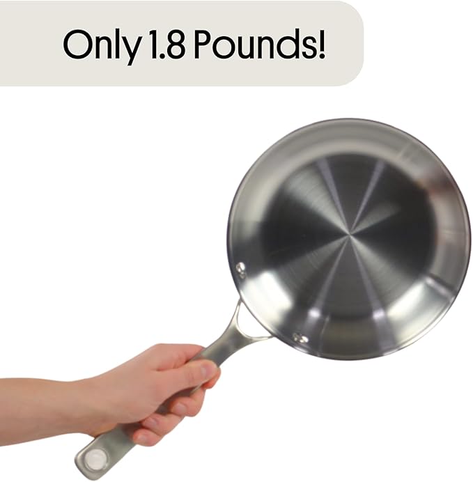 STRATA Carbon Steel Clad 8.5" Frying Pan Skillet, 3-Ply Carbon Steel Coo...