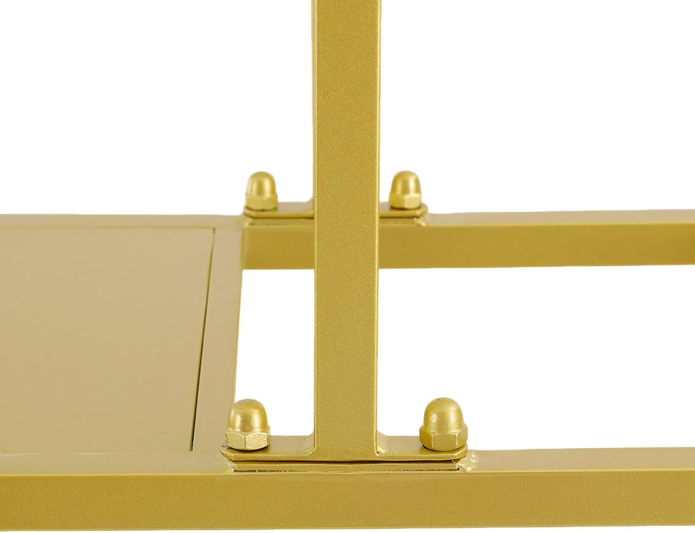 39" Ceiling Wine Rack Gold, Metal Hanging Bottle Rack with Guardrail | H...