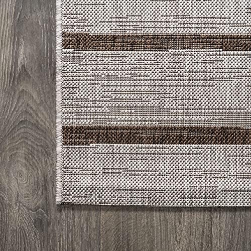 JONATHAN Y Berber Stripe Indoor Outdoor Area Rug 8X10 Beige/Brown, Colonia fo...