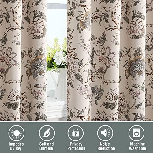 H.VERSAILTEX Blackout Curtains 84 Inch Length 2 Panels Set Floral Print Curta...