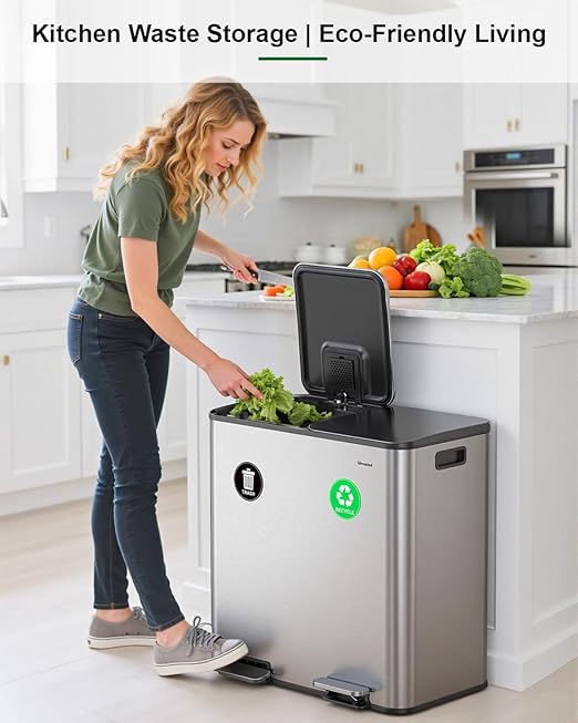 Lovewind 2×11.5 Gallon Dual Trash Can, Stainless Steel Dual Garbage and