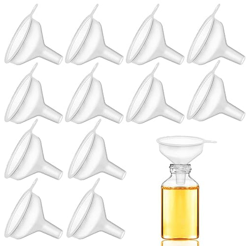 12 Pack Small Funnels for Kitchen use Filling Bottles Clear Polyethylene Funnel by SBYURE
