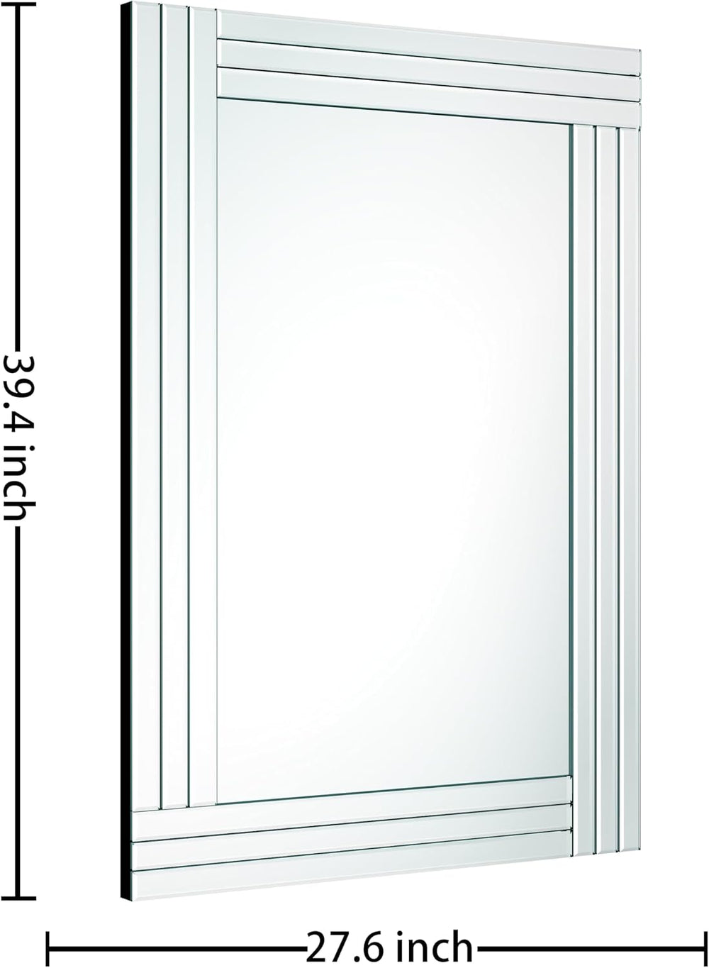 Decorative Wall Mirror 40"x28" Rectangle Silver Wall Mounted Mirror