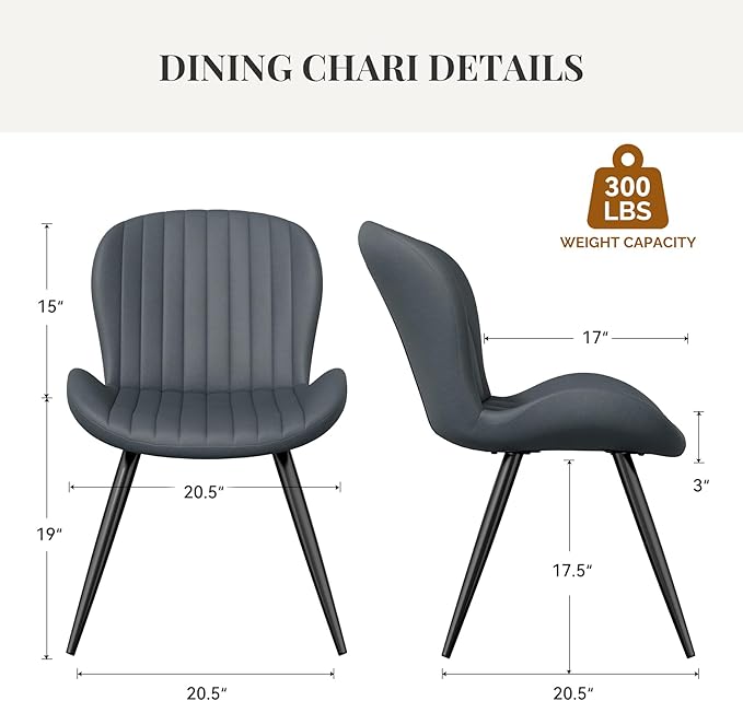 Dining Chairs Set of 2 Modern Fabric Dining Room Chairs Upholstered Dining Ch...