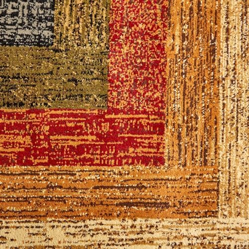 Home Dynamix Vega Modern Area Rug, Geometric Black/Brown/Red 5'2"X7&...
