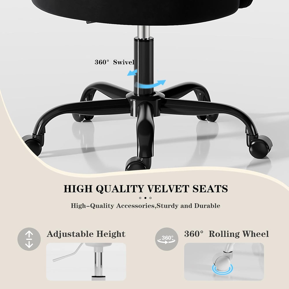 Vanity Chair, Comfy Celvet Swivel Desk Chair, Bedroom Vanity Office (Black) |...