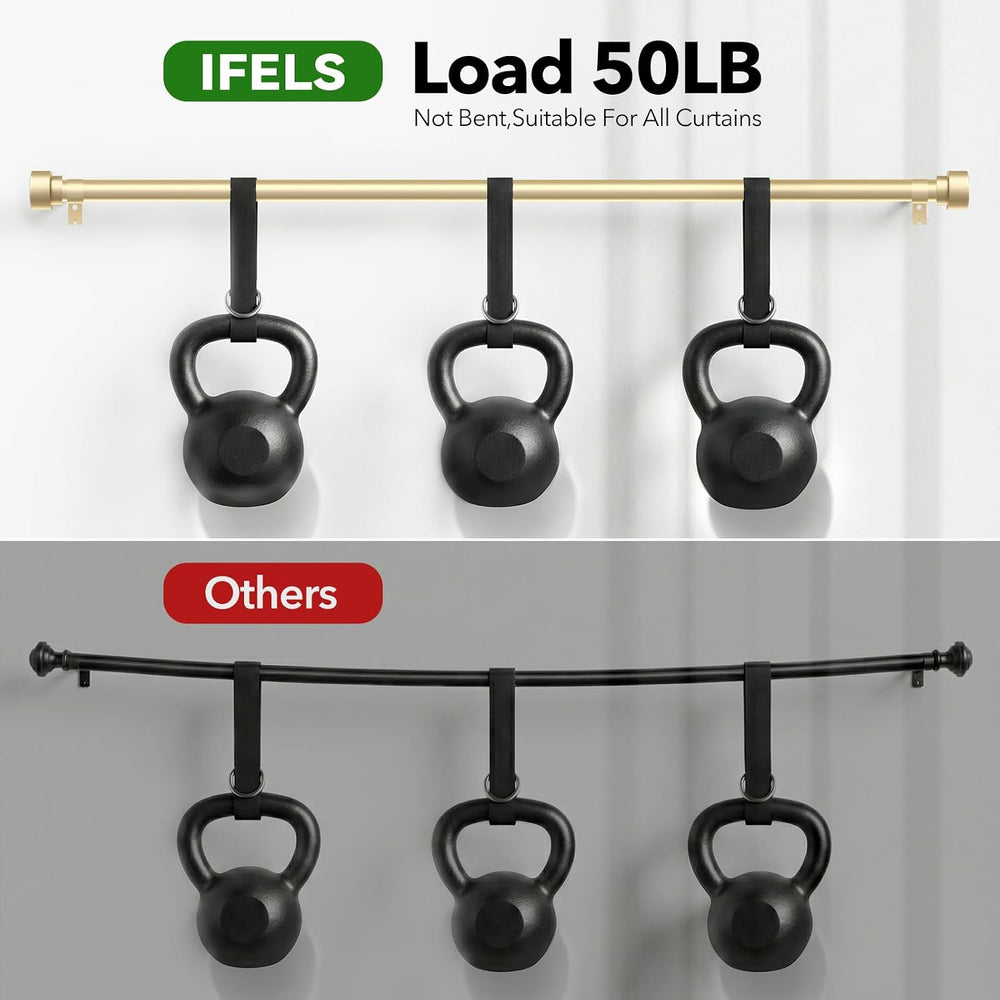 2 Pack Heavy Duty Curtain Rods for Windows 28 to 48 Inch, 1 Inch Gold Adjusta...