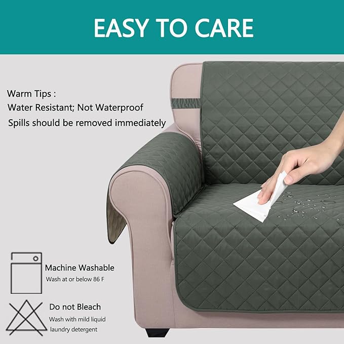 U-NICE HOME Loveseat Sofa Cover Reversible Couch Cover - Image 5