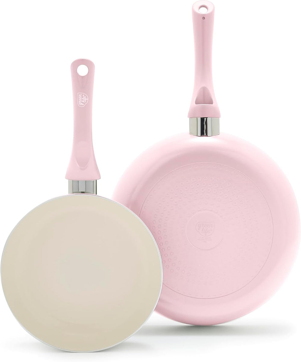 GreenLife 2-Piece Nonstick Frying Pan Set, 8” & 10” Skillets, Non-Toxic C...
