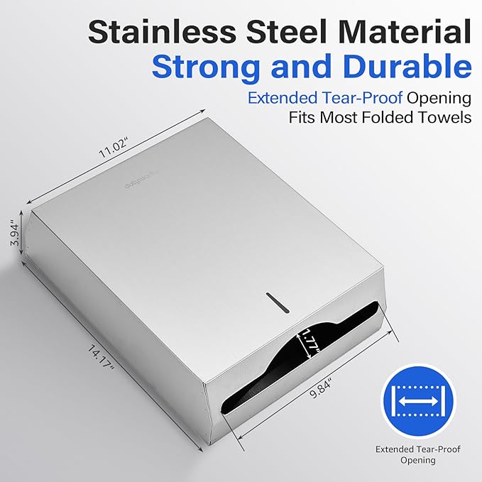 Commercial Paper Towel Dispenser Wall Mount, Stainless Steel C-Fold Multifold - Image 3