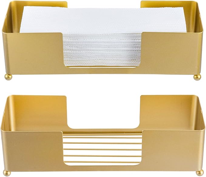 MyGift Modern Brass Tone Metal Tabletop Folded Hand Towel Holder, Commercial - Image 6