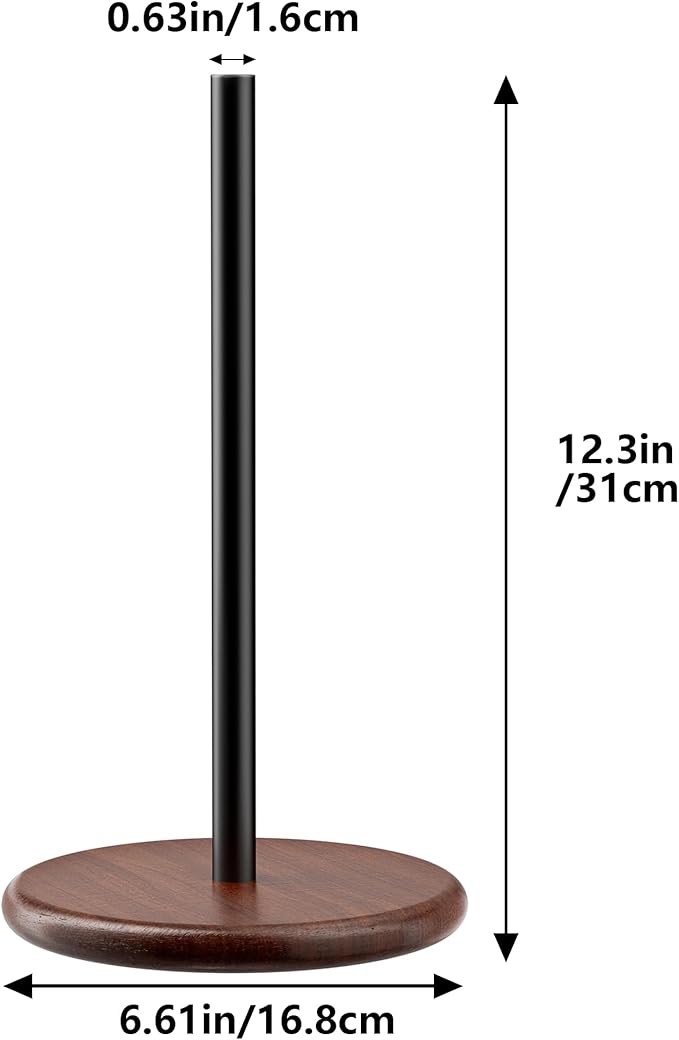Paper Towel Holder with Wooden Base, Kitchen Countertop Paper Towel Stand - Image 5