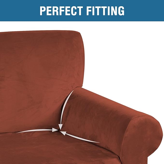 H.VERSAILTEX Stretch Velvet Armchair Cover Couch Covers 1 Cushion Chair - Image 4