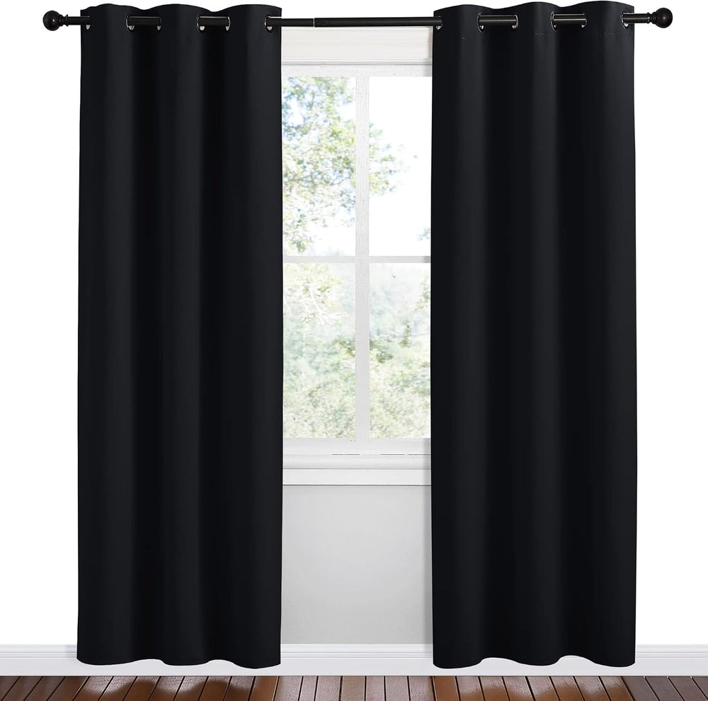 NICETOWN Bathroom Blackout Thermal Curtains, 2 Panels, 42 x 78-inch, Black