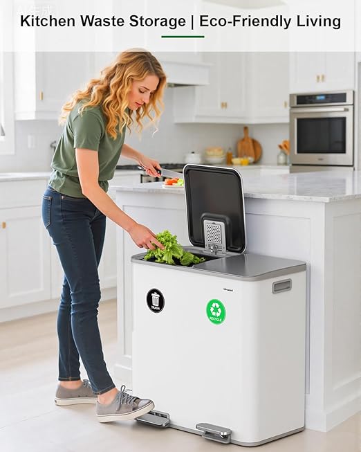 Lovewind 2×11.5 Gallon Dual Trash Can, Stainless Steel Dual Garbage and - Image 7