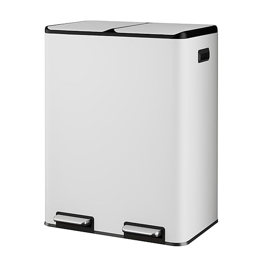 WLIVE 2 x 8 Gallon Stainless Steel Dual Trash Can, Double Trash Can Kitchen by WLIVE