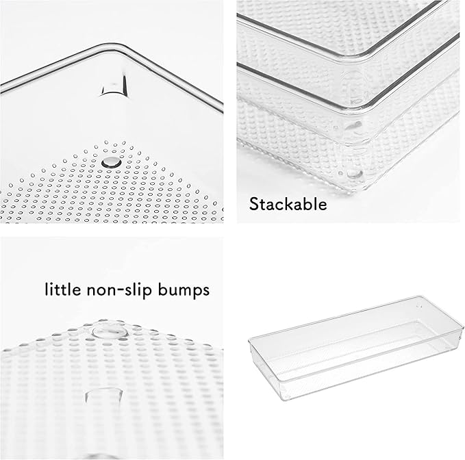 3 Pack Clear Plastic Drawer Organizer Tray Cutlery Utensil Makeups Drawer - Image 6