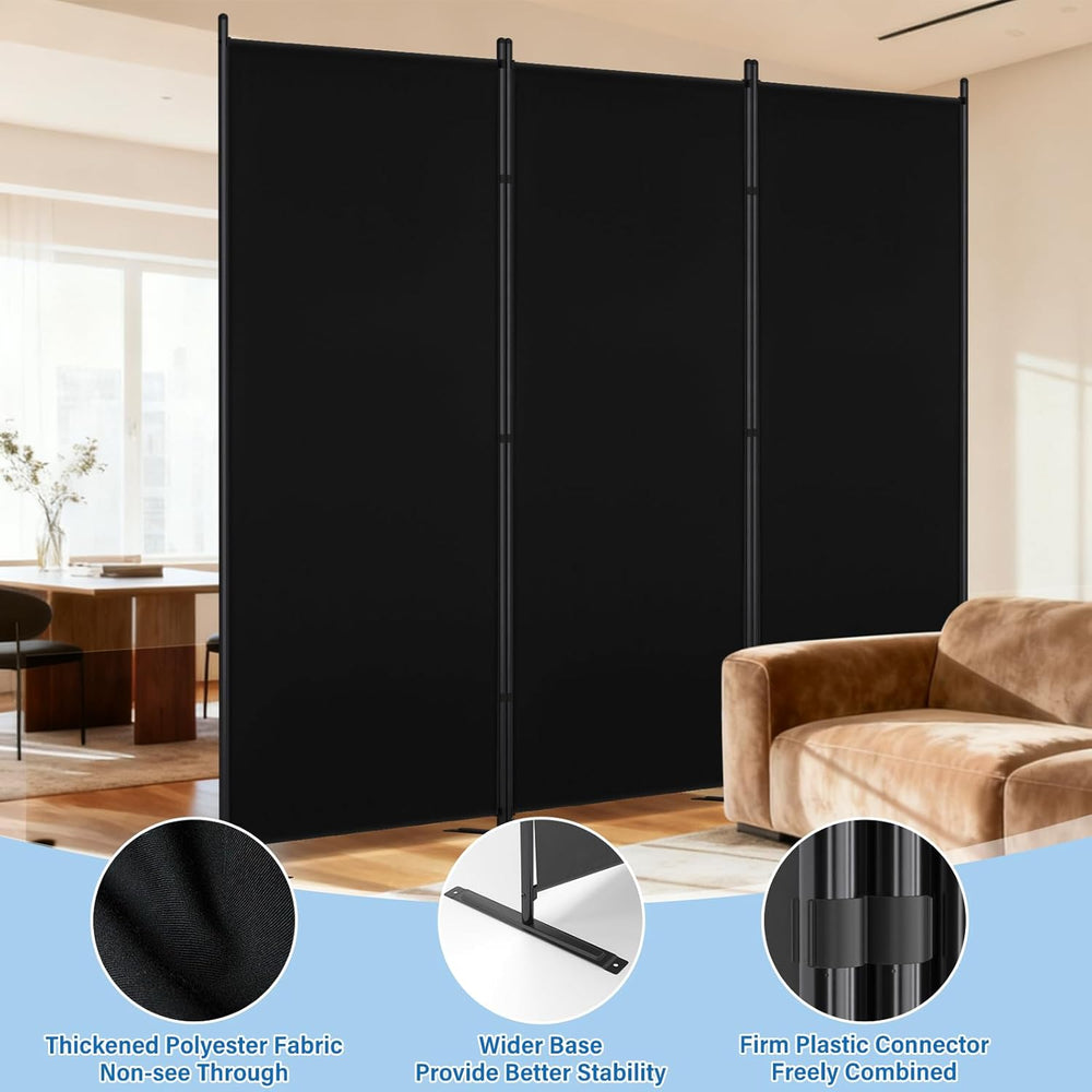 AKTOP 3 Panel Room Divider 6FT – 103" W x 70" H Folding Privacy Scr...