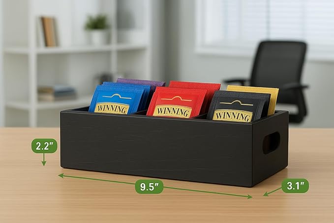 Moldie Black Wood Tea and Sugar Pack Organizers, Wooden Box - Image 7
